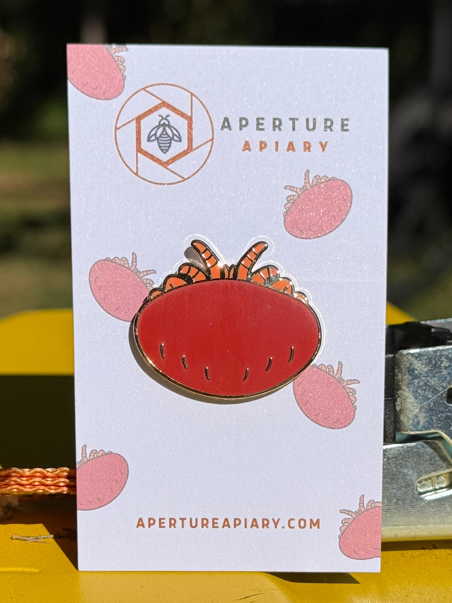 Varroa mite enamel pin