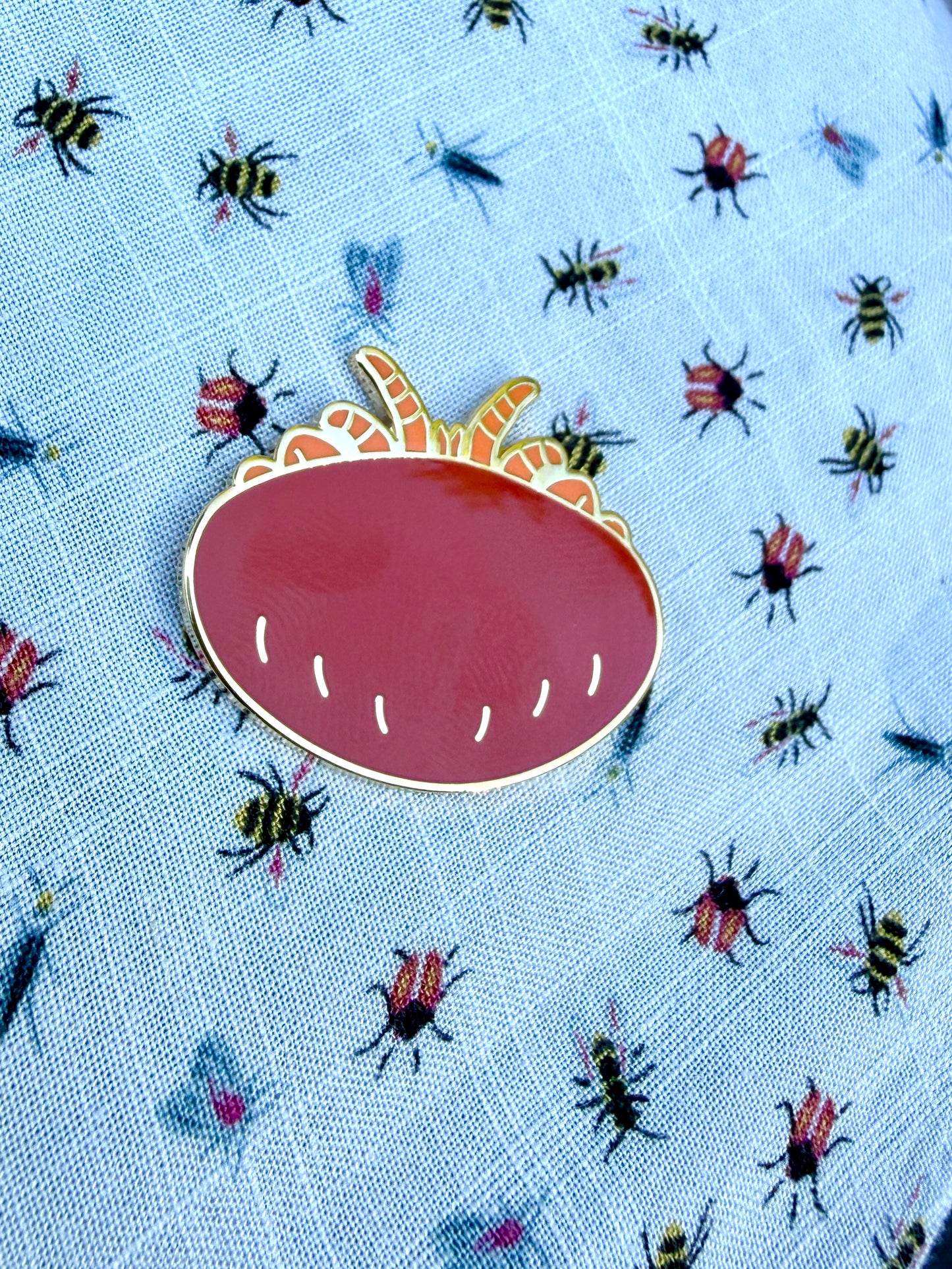 Varroa mite enamel pin